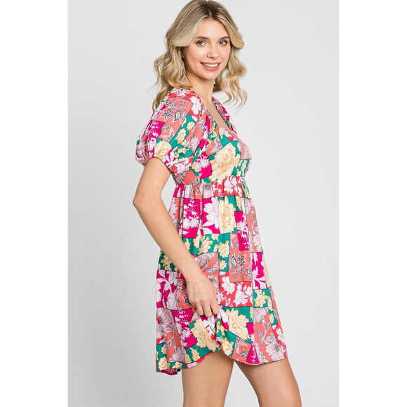 GeeGee Floral Puff Sleeve Mini Dress - Picture 3 of 5